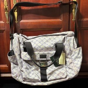 Vintage Ralph Lauren Patterned Duffel overnight Bag with Black Straps